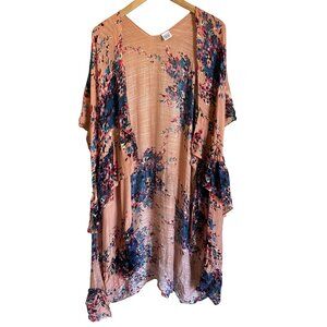 Anna & Eva Open Ruffle Kimono Wrap Swim Beachy Boho Cover Up Coastal Summer Ligh